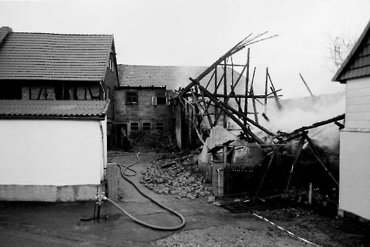 19871116 Feuer Mackenrode 25 Zuchtsauen tot